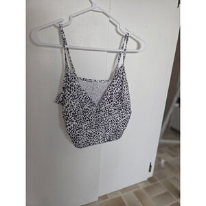 Women's SHEIN White & Black Leopard Print Crop Top S
